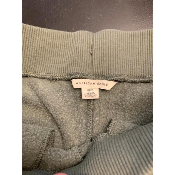 American Eagle Size L Green With Navy White Stripe Cuff Jogger Sweatpants EUC - Picture 2 of 3